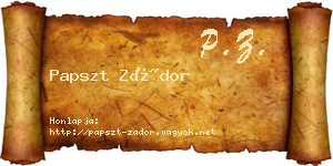 Papszt Zádor névjegykártya